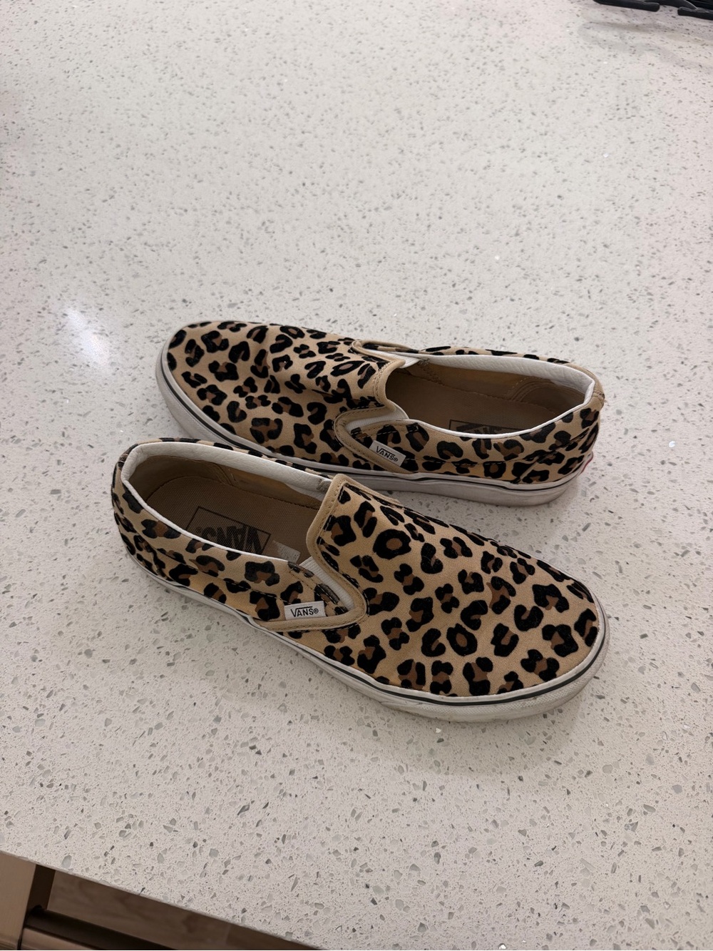 Vans Leopard cheetah Slip-On Sneakers in Tan and Black